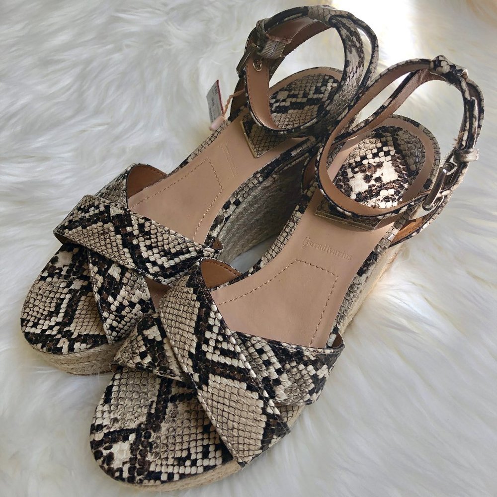 Snake print espadrille wedge sandals NWT